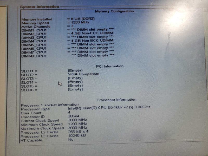 Dell Precision T3610 Xeon E5-1607 v2 @3.0GHz 8GB DDR3 Firepro v3900 AS-IS )