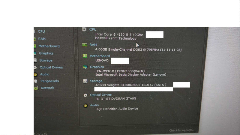 Lenovo ThinkCentre M93z 23\\" i3-4130@3.4GHz 4GB DDR3 500GB HDD [