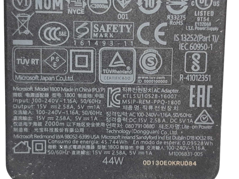 Microsoft 1706 AC Adapter IN:100-240V 1.6A / OUT: 15V 4.0A - 5V 1A  +