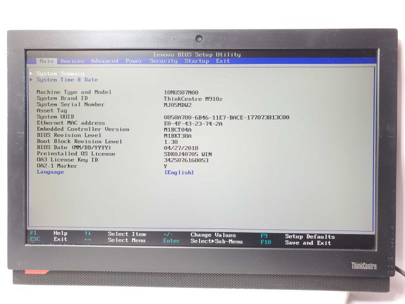 Lenovo ThinkCentre M910z AIO, Core I5-6500 3.2GHz, 16GB RAM, 120GB SSD, Read _