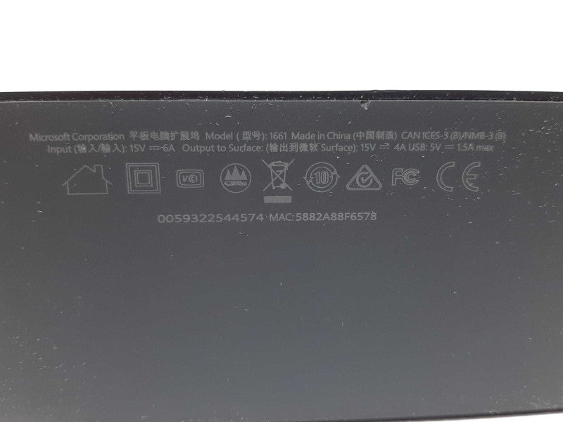 Microsoft 1661 Docking Station 15V 4A 5V 1.5A w/ AC Adapter +