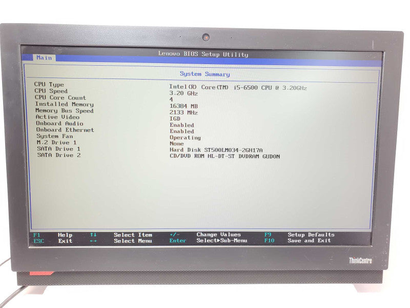 Lenovo ThinkCentre M910z AIO, Core I5-6500 3.2GHz, 16GB RAM, 500GB HDD, Read _