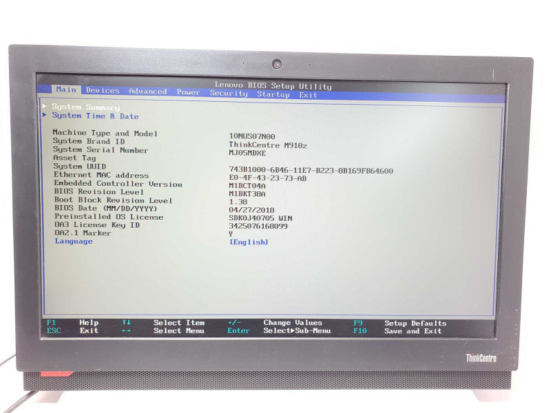 Lenovo ThinkCentre M910z AIO, Core I5-6500 3.2GHz, 16GB RAM, 500GB HDD, Read _