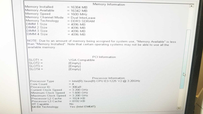 Dell Precision T1650, Xeon E3-1225 v2 3.2GHz QC/16GB DDR3, Quadro K600, No HDD ~