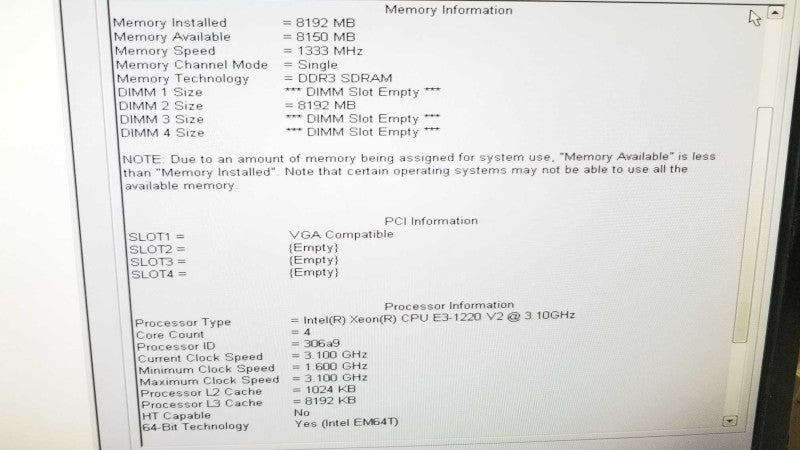 Dell Precision T1650, Xeon E3-1220 v2 3.1GHz QC/8GB RAM, nVidia GT640, No HDD ~