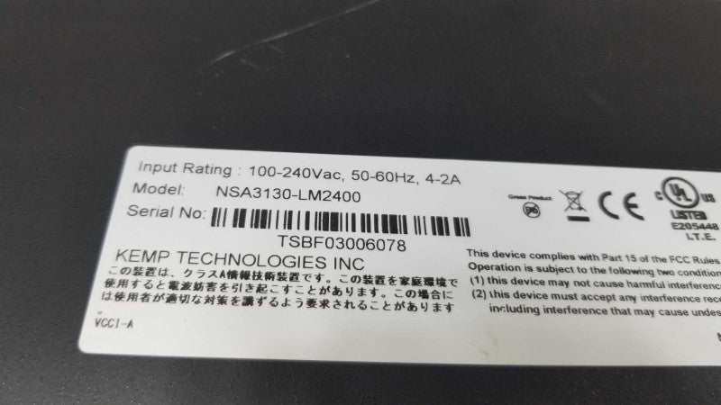 Kemp Load Master 2400 - NSA3130-LM2400 Server Load Balancer ~