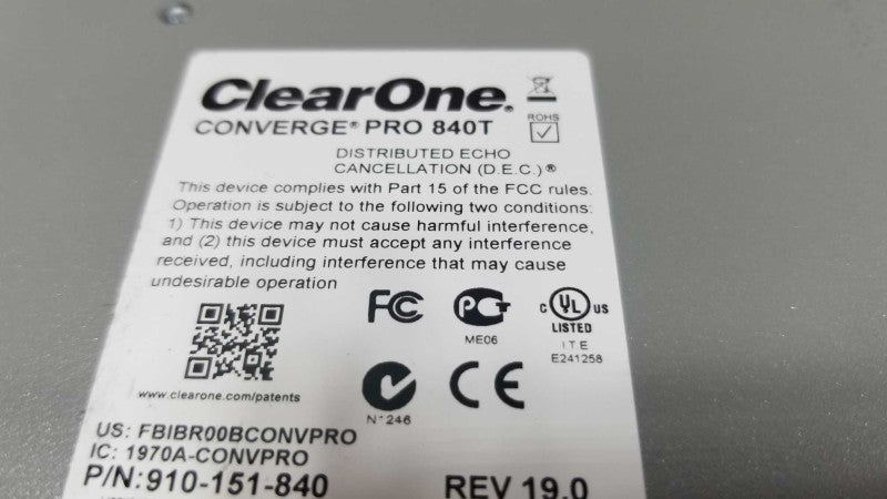 ClearOne CONVERGE PRO 840T HD Professional Conferencing System Interface ~