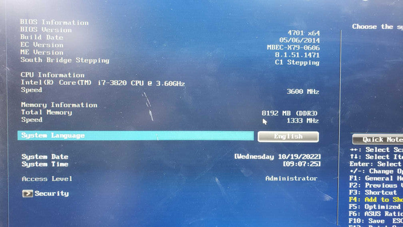 Asus P9X79 LE i7-3820@3.6GHz 8GB DDR3  [