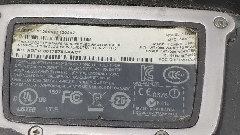 Combo Symbol Motorola WT4090-N2H1GER Wireless Barcode Scanner, AS-IS ~