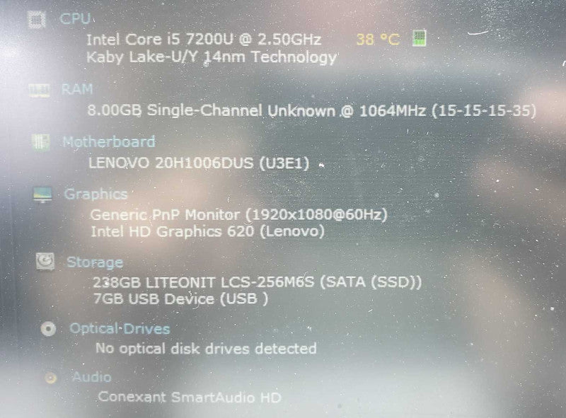 Lenovo ThinkPad E470 Core i5-7200U @ 2.50Ghz 8GB Ram 250GB SSD (