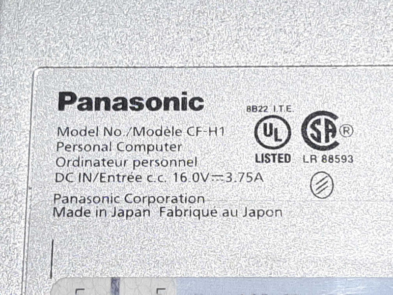 Panasonic Toughbook CF-H1 Tablet Atom 2540 1.86GHz CPU 2GB RAM  +