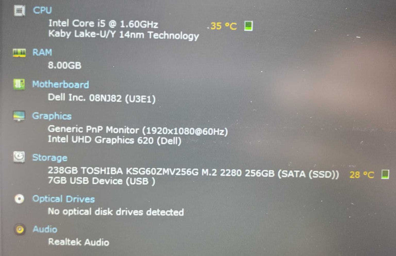 Dell Latitude 5490 Core i5-8250U @ 1.60GHz 8GB Ram 250GB SSD (