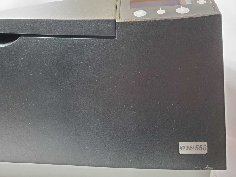 Fargo Direct to Card 550 ID Card Printer Model 091800, Powers on, AS-IS, Read _