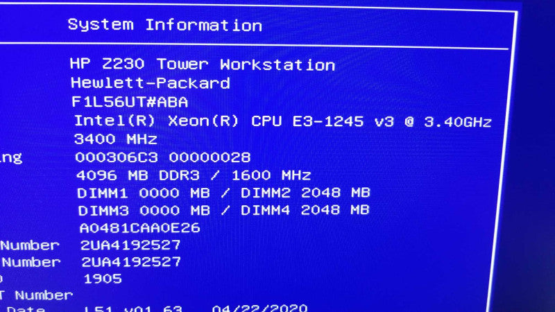 HP WS Z230m Xeon E3-1245 v3 3.4GHz/ 4GB DDR3, No HDDs, READ* ~