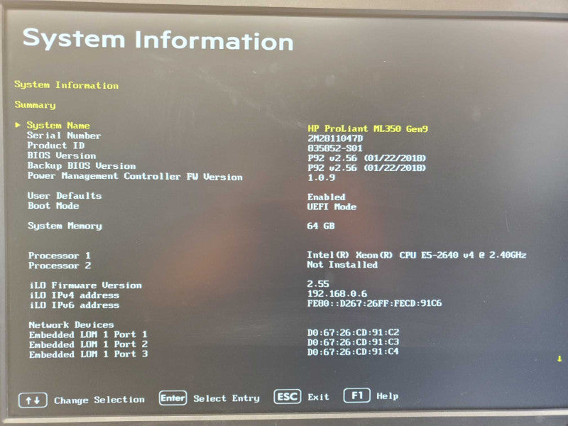 HP ProLiant ML350 Gen 9 Xeon E5-2640 @ 2.4GHz 64GB DDR4 8x 2.5\\" P440ar (