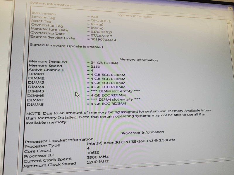 Dell Precision T5810 Xeon E5-1620 v3 @3.5GHz 24GB DDR4 1TB HDD Firepro W4100 )