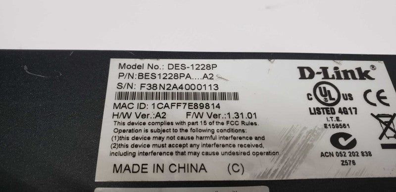 D-Link DES-1228P 24-Ports External Ethernet Switch / factory reset #