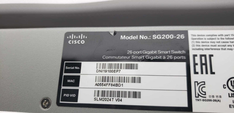 Cisco SG200-26 / 26x port gigabit smart switch / factory reset #