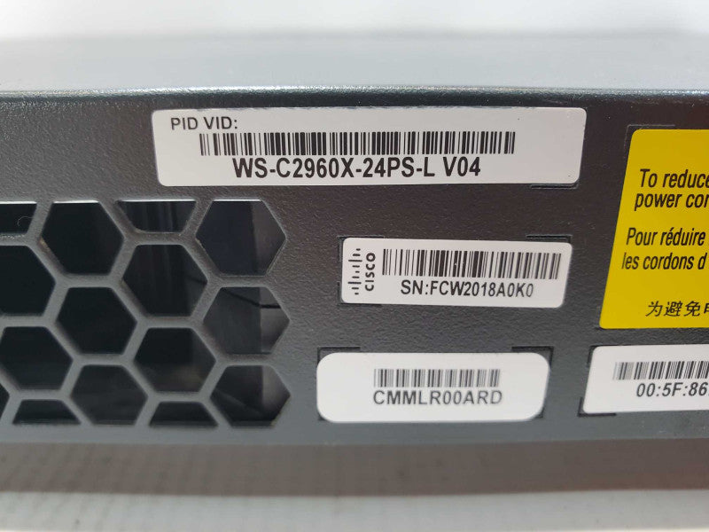Cisco Catalyst 2960-X Series 24Port Gigabit Ethernet PoE Switch WS-C2960X-24PS (