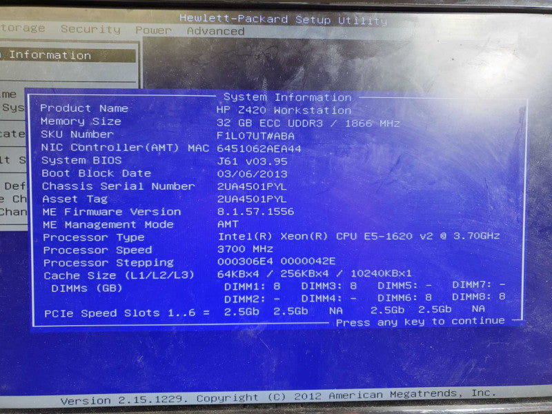 HP Z420 Workstation Xeon E5-1620 v2 @3.6GHz 32GB DDR3 Quadro 600 480GB SSD )