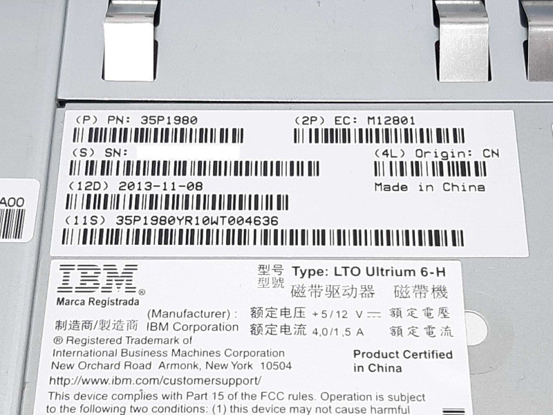 IBM 35P1980 LTO Ultrium 6-H LTO6 SAS Tape Drive. +
