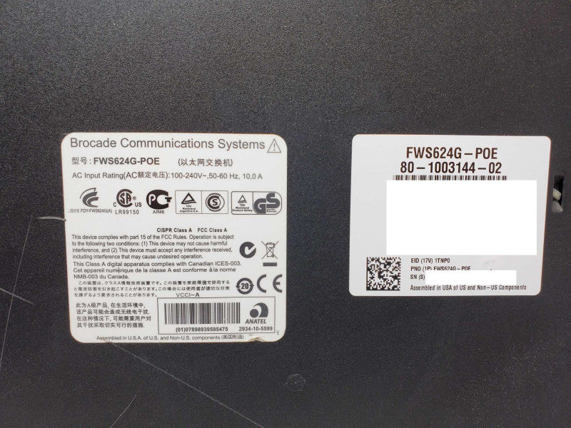 Brocade 24-Ports PoE Gigabit Switch FWS624G-POE PWR _