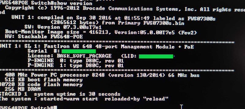 Brocade FWS648-POE FastIron WS 48-Port 10/100 Ethernet Switch Rack Mount $