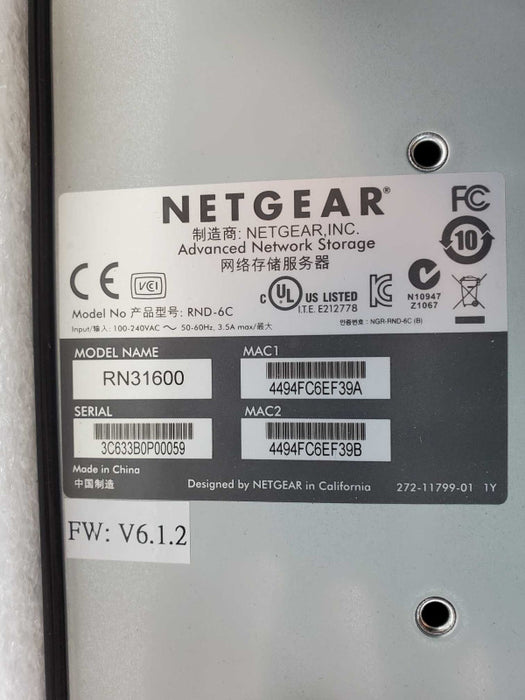 NetGear Advanced Network Storage RND-6C RN31600, 3x 1TB HDDs _