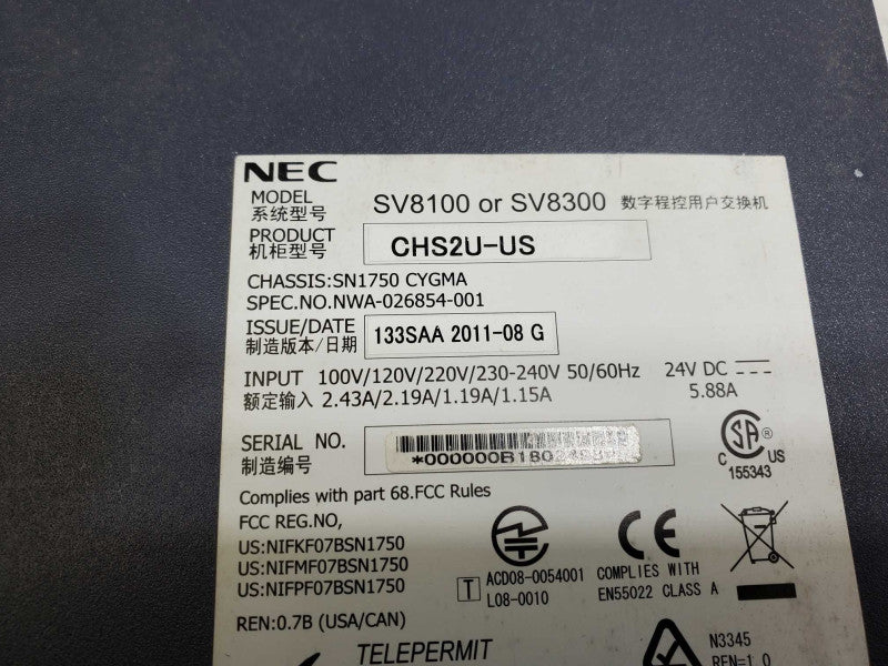 NEC SV8100 or SV8300 CHS2U-US w/CD-CP00 CD-4COTB 2xCD-16DLCA CD-VM00 )