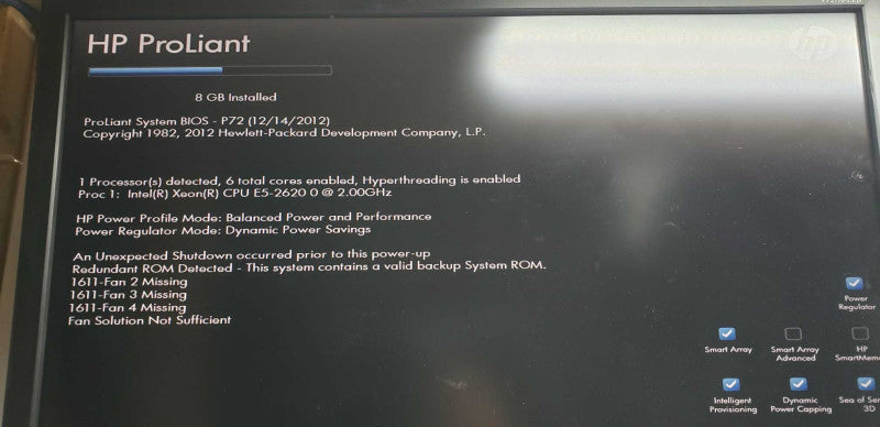HP Proliant ML350p gen8 Xeon E5-2620 @ 2.00ghz / 8gb ram / SEE NOTES #