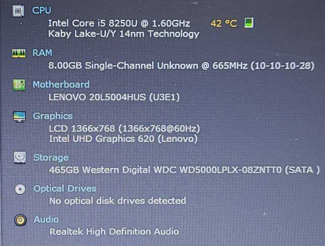 Lenovo ThinkPad T480 i5-8250U 1.6GHz 8GB RAM 500GB HDD 14\\"  $