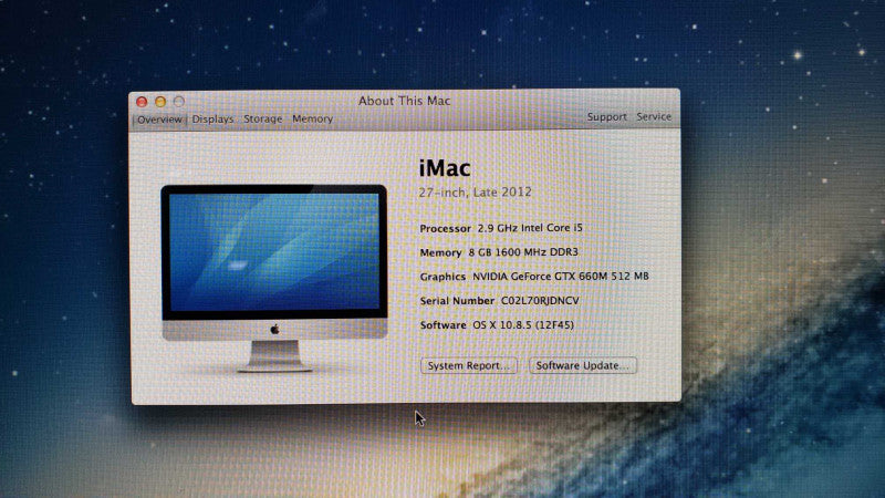 Apple iMac L2012 27\\" i5@2.9GHz 8GB DDR3 GTX660M 1TB HDD 2560x1440 [