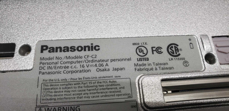 panasonic CF-C2 Toughbook I5-4300u @ 1.90ghz / 8gb ram / 12.5\\" / SEE NOTES #