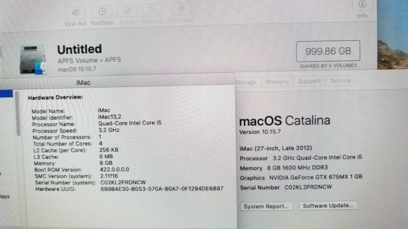 iMac 27\\" - L.2012 A1419, i5-3470 3.2GHz QC/8GB DDR3, GTX 675MX, 1TB HDD, READ* ~