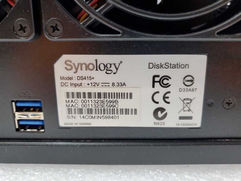 Synology DS415+, 4-Bay DiskStation NAS-Server, No Power adapter/HDD AS-IS, SEE _