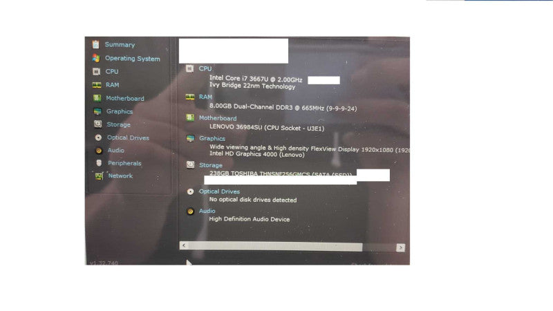 Lenovo 20C 1080P ThinkPad Helix i7-3667U@2GHz 8GB DDR3 240GB SSD  [