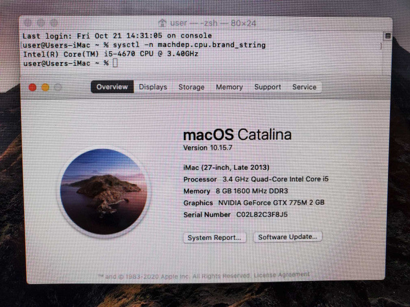 iMac A1419 27\\" Core i5-4670 @ 3.4 GHz 8GB Ram 1TB HDD Nvidia GTX 775M 2GB *READ* (