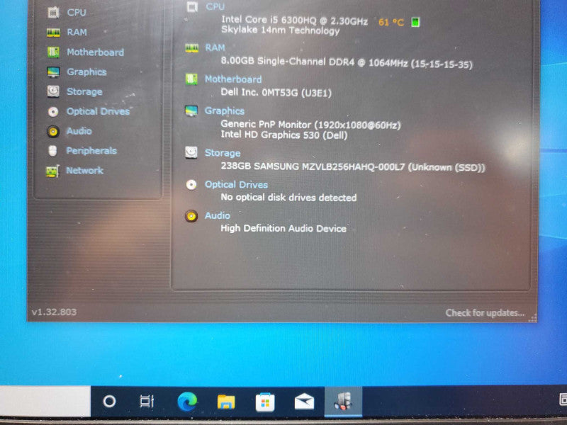 Dell Latitude E5470 Core i5-6300HQ 2.3 GHz 8GB Ram 250GB SSD, 14\\" Read _