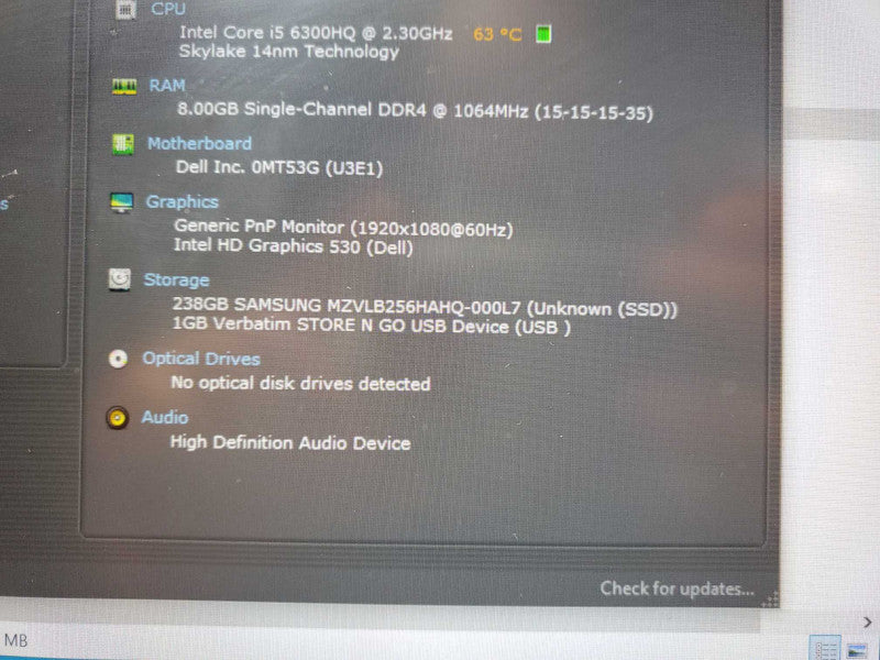 Dell Latitude E5470 Core i5-6300HQ 2.3 GHz 8GB Ram 250GB SSD, 14\\" Read _