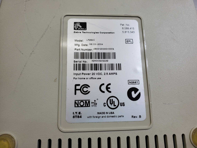 Zebra LP 2844 Direct Thermal USB Label Printer _ Power-on tested )