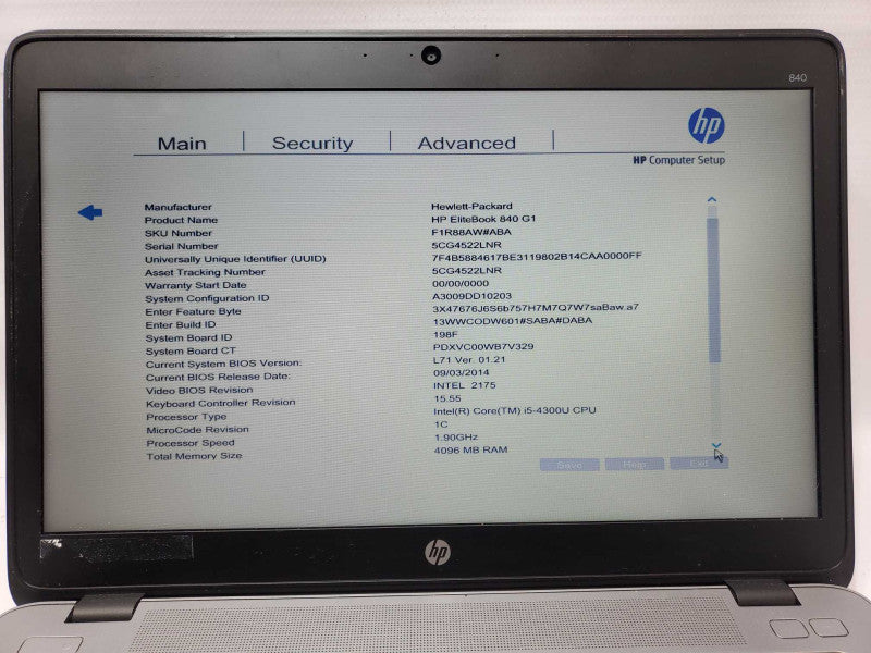 HP Elitebook 840 G1, core I5-4300U 1.9Ghz 4GB RAM 500GB SSD 14\\\\\\" _