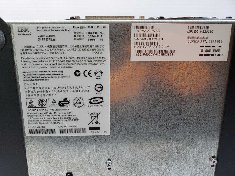 IBM Ultrium LTO3 System Storage Data Cartridge Tape Drive 3580 L33/L3H *AS IS* (