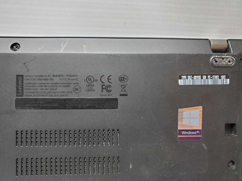 Lenovo ThinkPad T480s Core i7-8650U @ 1.9 GHz 16GB DDR4 250GB SSD (
