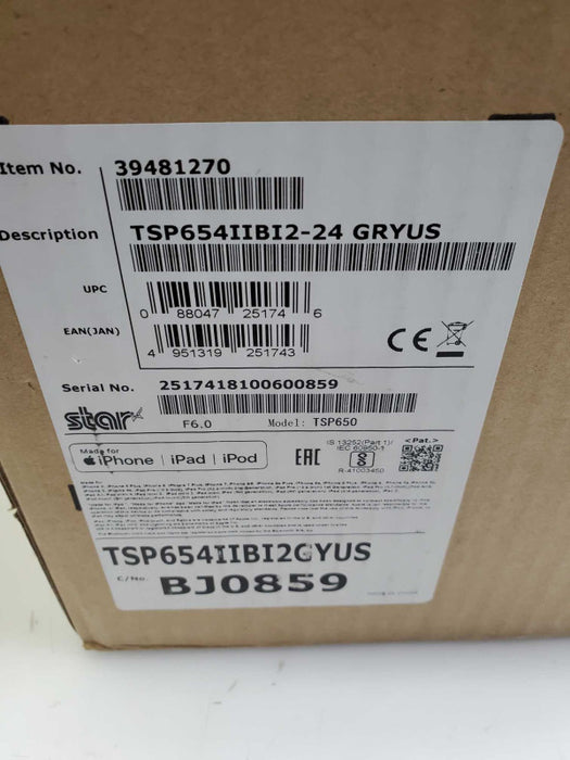 Star Micronics TSP650 654IIBI2 Thermal Receipt Printer _ Open-box )