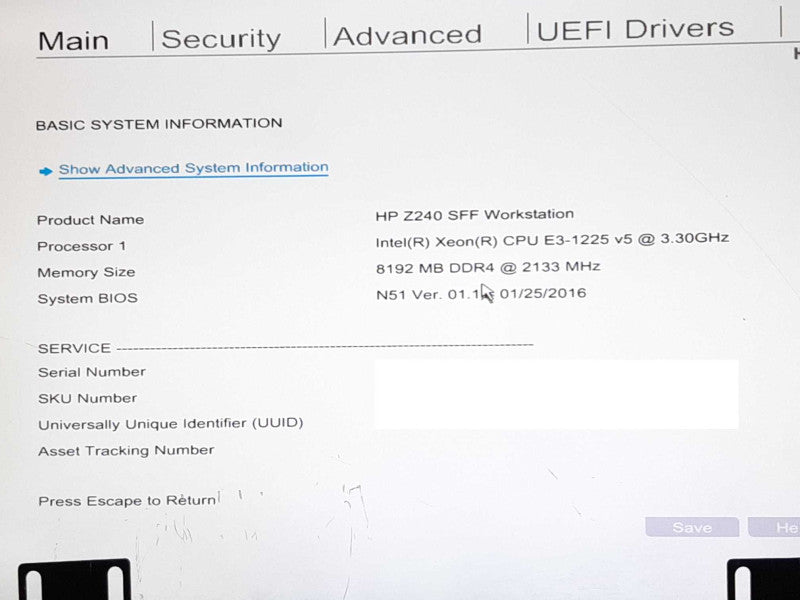 HP Z240 SFF Workstation Xeon E3-1225 v5 @ 3.30GHz 8GB RAM - No HDD +