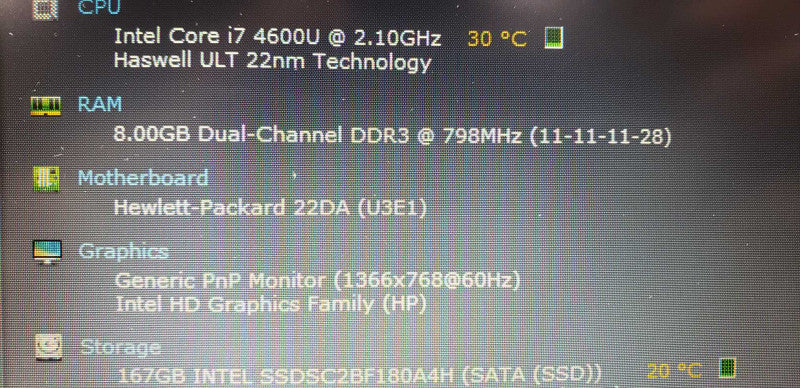 Folio 9480m Laptop i7-4600U @ 2.10ghz / 8gb ram / 167 SATA SSD / 14\\" #
