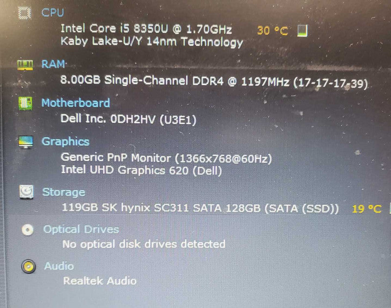 Dell Latitude 5490 13.9\\" I5-8350U 1.70GHZ  8GB DDR4 128GB SSD )