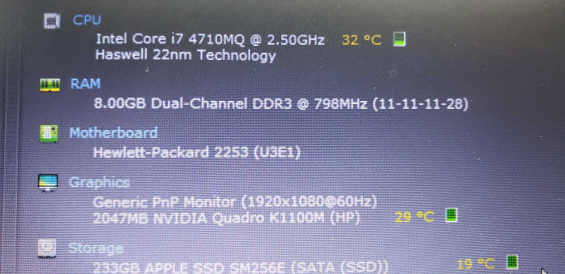 HP Zbook 15 I7-4710MQ @ 2.50ghz / 8gb ram / quadro K1100M / 256gb SSD /  15\\" #