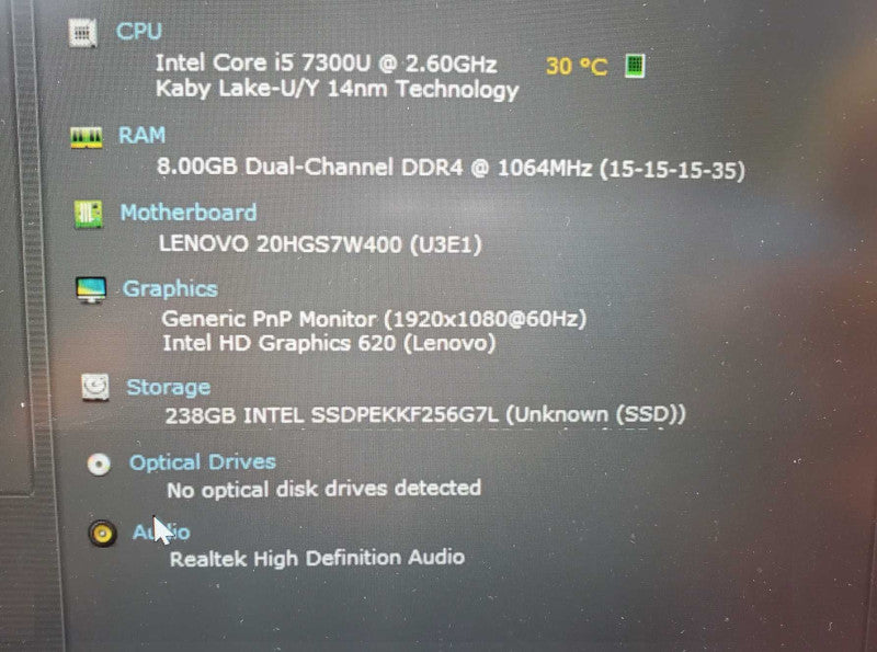 Lenovo ThinkPad T470s 14\\" Core i5-7300U @ 2.6 GHz 8GB DDR4 250GB SSD )