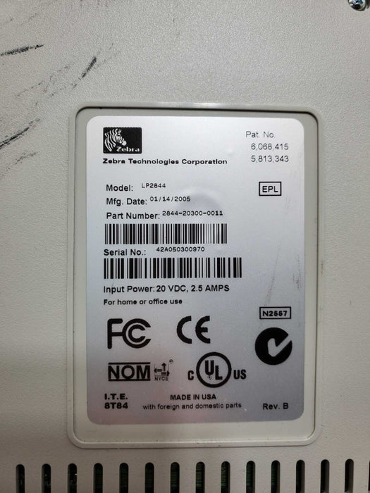 Zebra LP 2844 Direct Thermal USB Label Printer _ Power-on tested )